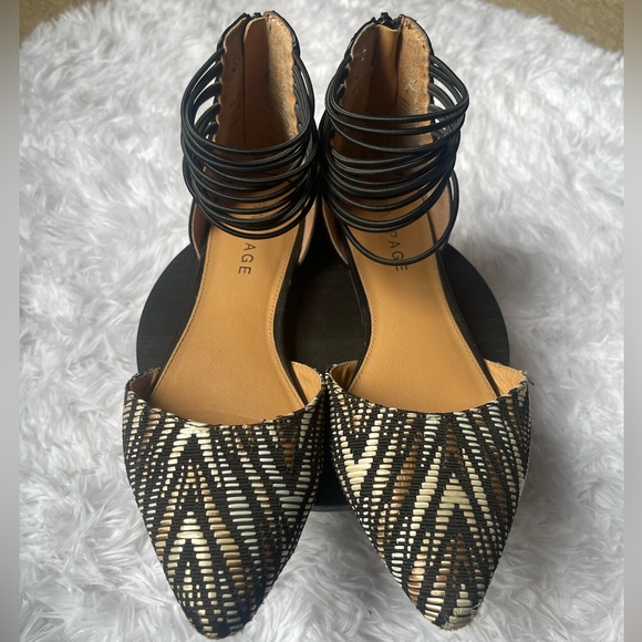 Rampage - Aztec Print Elastic Ankle Flats - Picture 2 of 11